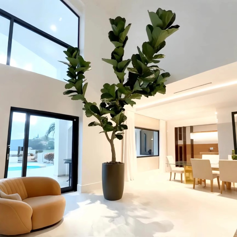 Ficus Lyrata Tree - 人工観葉植物 室内鉢植え 人工樹木 フィドルリーフフィカス フィカス・リラタ 環境に優しい