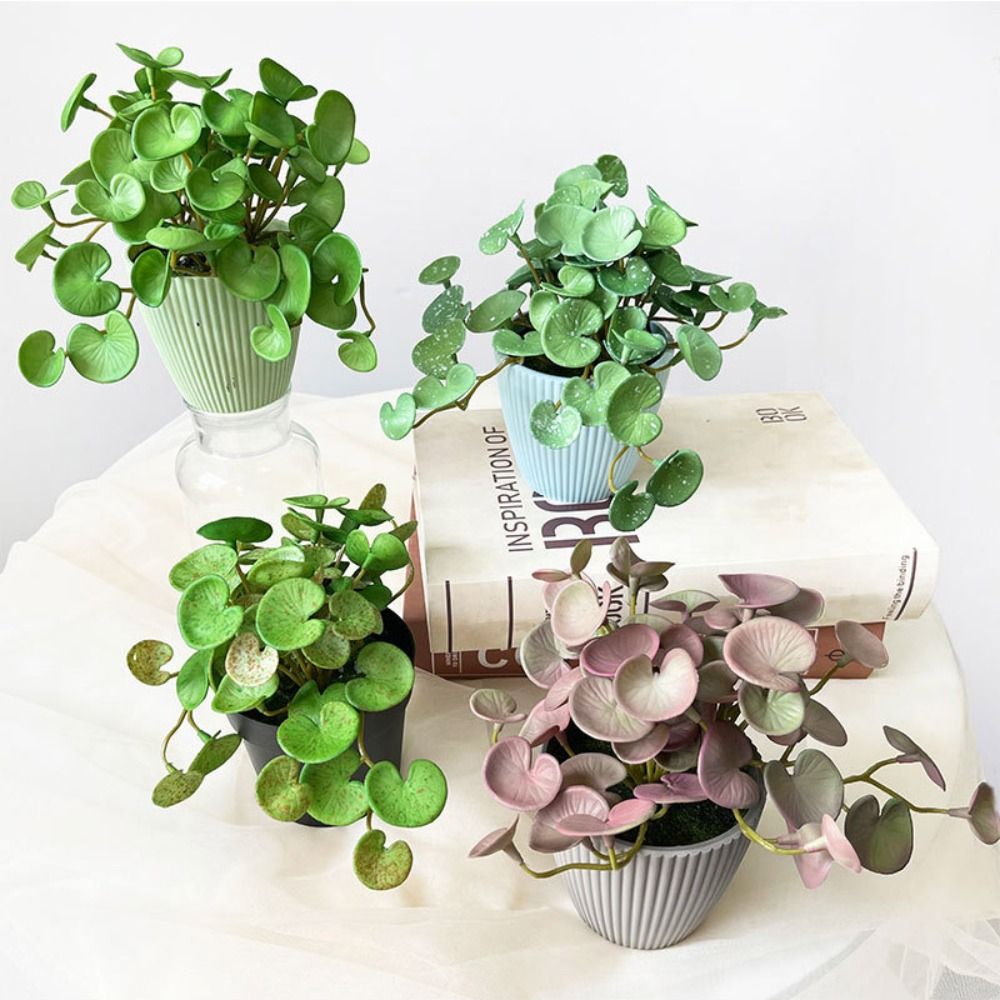 Echeveria Succulent - 柔らかい接着剤人工植物,エヴァ,緑の多肉植物の葉,壁掛け,家庭とオフィス,偽の銅コイン草