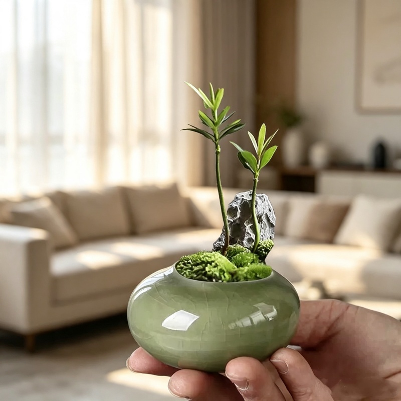ミニアイス クラック グレイズド プラントポット クリエイテ - Echeveria Succulent のレビューと価格