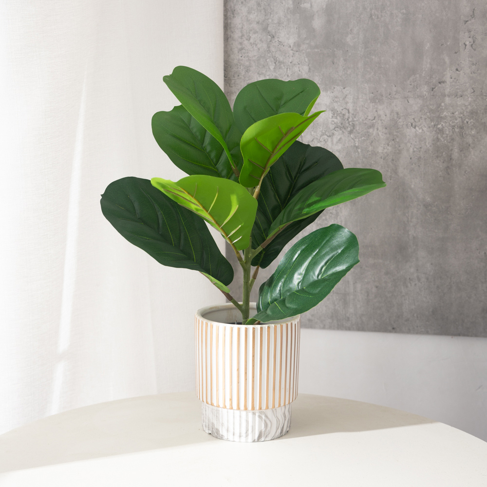 38 センチメートル 9 フォーク人工フィカス植物プラスチッ - Ficus Lyrata Tree のレビューと価格