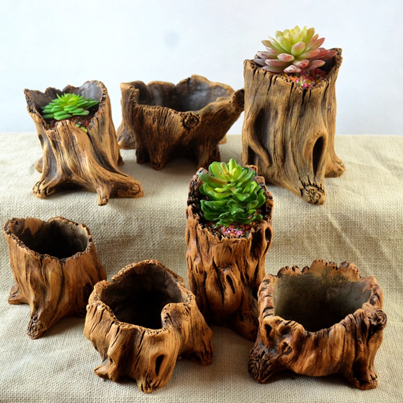模造木製ステークス木の根植物植栽鉢植えレトロセメント木材植栽 - Echeveria Succulent のレビューと価格
