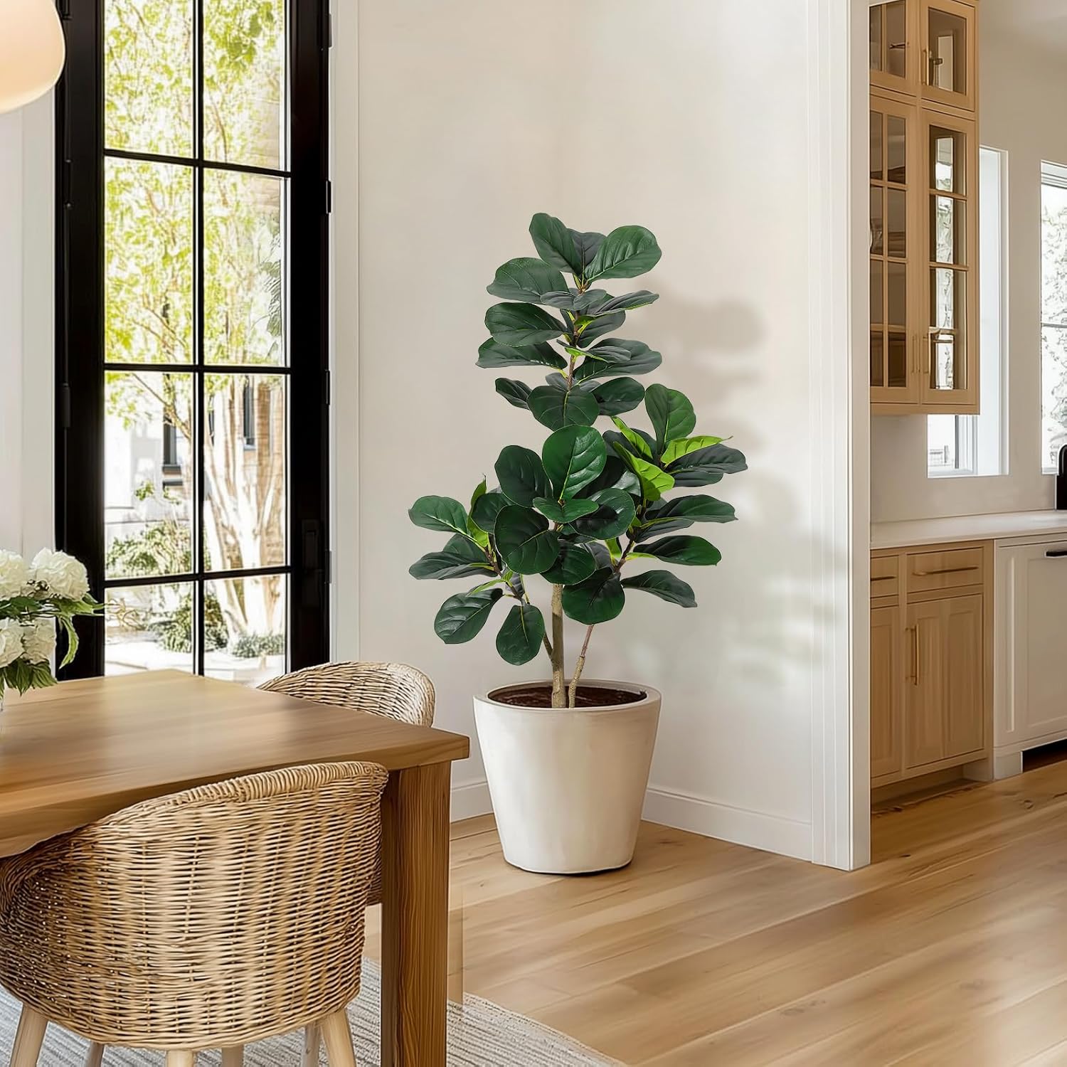 フィドルリーフフィグツリー人工植物 - リアルな人工フィカス - Ficus Lyrata Tree のレビューと価格