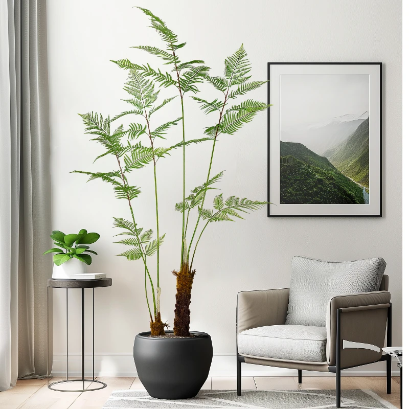 シミュレートされた金緑色の植物,バイオニック,偽のシダの木, - Dracaena Marginata のレビューと価格