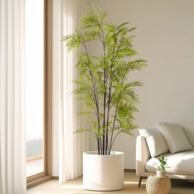 シミュレートされた金緑色の植物,バイオニック,偽のシダの木, - Dracaena Marginata のレビューと価格